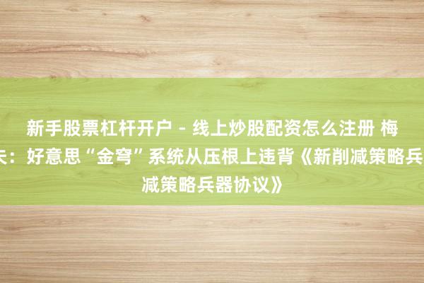 新手股票杠杆开户 - 线上炒股配资怎么注册 梅德韦杰夫：好意思“金穹”系统从压根上违背《新削减策略兵器协议》