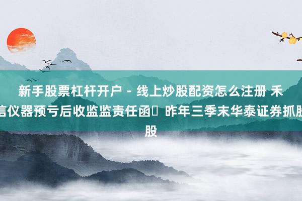 新手股票杠杆开户 - 线上炒股配资怎么注册 禾信仪器预亏后收监监责任函 昨年三季末华泰证券抓股