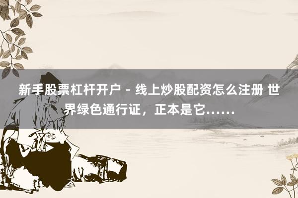 新手股票杠杆开户 - 线上炒股配资怎么注册 世界绿色通行证，正本是它……