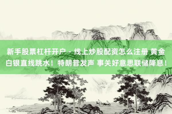 新手股票杠杆开户 - 线上炒股配资怎么注册 黄金白银直线跳水！特朗普发声 事关好意思联储降息！