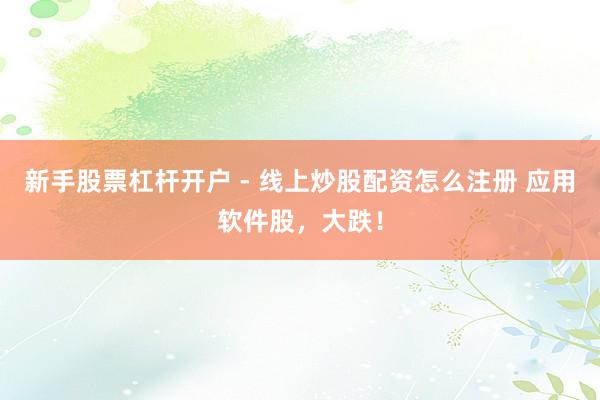 新手股票杠杆开户 - 线上炒股配资怎么注册 应用软件股，大跌！